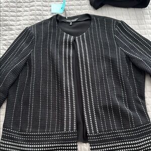 Ming Wang Black and White Blazer with Pinstripe Design